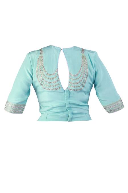 Shop_Latha Puttanna_Blue Georgette Embroidered Round Mauve Lehenga Saree Set  _Online_at_Aza_Fashions