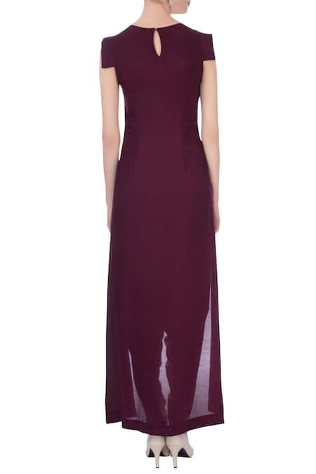 Shop Maison Blu Beige Round Silk Tunic And Dhoti Pant Set at Aza Fashions Shop_Maison Blu_Beige Round Silk Tunic And Dhoti Pant Set _at_Aza_Fashions