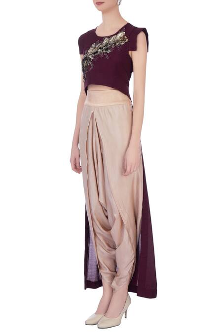 Buy Maison Blu Beige Round Silk Tunic And Dhoti Pant Set Online at Aza Fashions Buy_Maison Blu_Beige Round Silk Tunic And Dhoti Pant Set _Online_at_Aza_Fashions