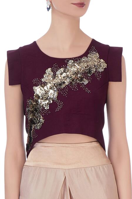 Maison Blu Beige Round Silk Tunic And Dhoti Pant Set at Aza Fashions Maison Blu_Beige Round Silk Tunic And Dhoti Pant Set _at_Aza_Fashions