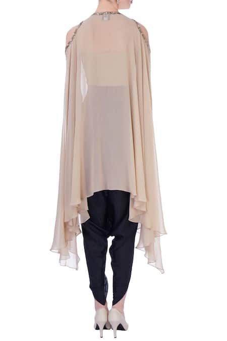 Maison Blu Silk Embellished Cape & Dhoti Pants Set 