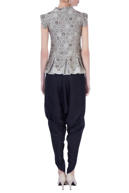 Maison Blu Silk Jacket & Dhoti Pant Set 