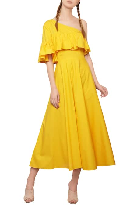 Manika Nanda Dandelion yellow ruffled dress 