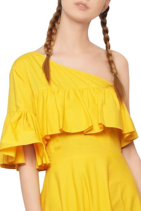 Manika Nanda Yellow Dandelion Ruffled Dress Online at Aza Fashions Manika Nanda_Yellow Dandelion Ruffled Dress _Online_at_Aza_Fashions