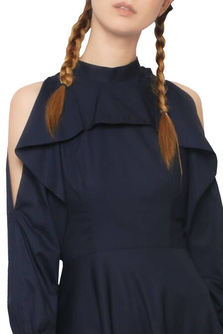 Manika Nanda Blue Navy Ruffled Maxi Dress Online at Aza Fashions Manika Nanda_Blue Navy Ruffled Maxi Dress _Online_at_Aza_Fashions