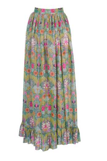 Siddhartha Bansal Green Printed Maxi Skirt Online at Aza Fashions Siddhartha Bansal_Green Printed Maxi Skirt_Online_at_Aza_Fashions