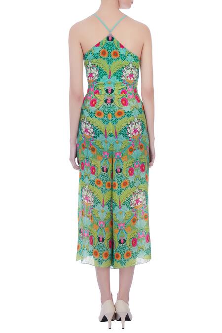 Shop Siddhartha Bansal Green Printed Jumpsuit at Aza Fashions Shop_Siddhartha Bansal_Green Printed Jumpsuit_at_Aza_Fashions
