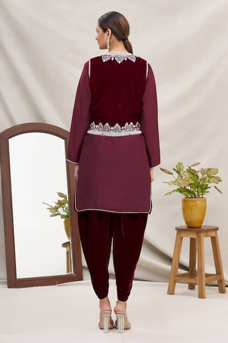 Ekta Singh Velvet Jacket & Dhoti Pant Set 