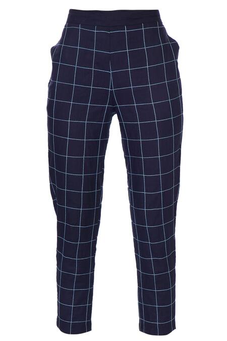 navy blue checkered pants