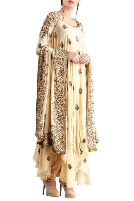 Nakul Sen_Yellow Embroidered Flared Kurta Set_Online_at_Aza_Fashions
