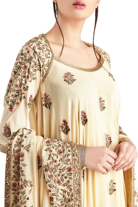 Buy_Nakul Sen_Yellow Embroidered Flared Kurta Set_Online_at_Aza_Fashions