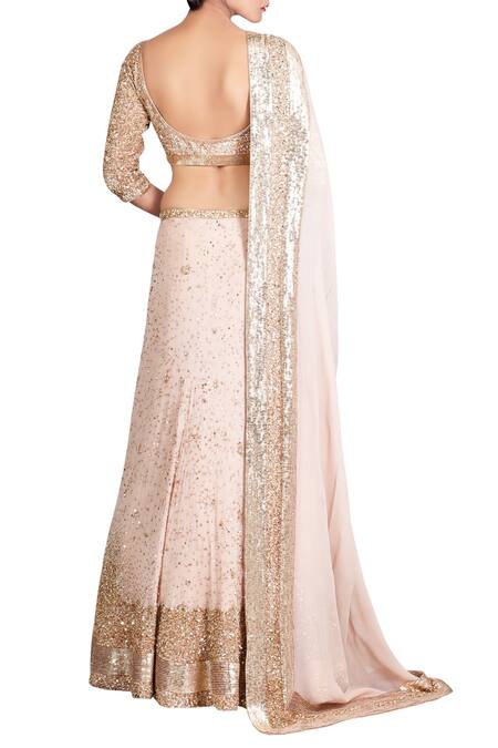 Shop_Nakul Sen_Pink Chiffon Embellished Lehenga Set_at_Aza_Fashions