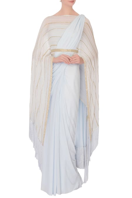 Pooja Rajpal Jaggi Embroidered Cape with Saree 