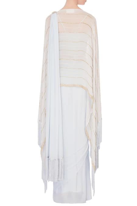 Pooja Rajpal Jaggi Embroidered Cape with Saree 