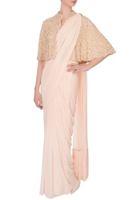 Pooja Rajpal Jaggi Embroidered Cape with Saree 