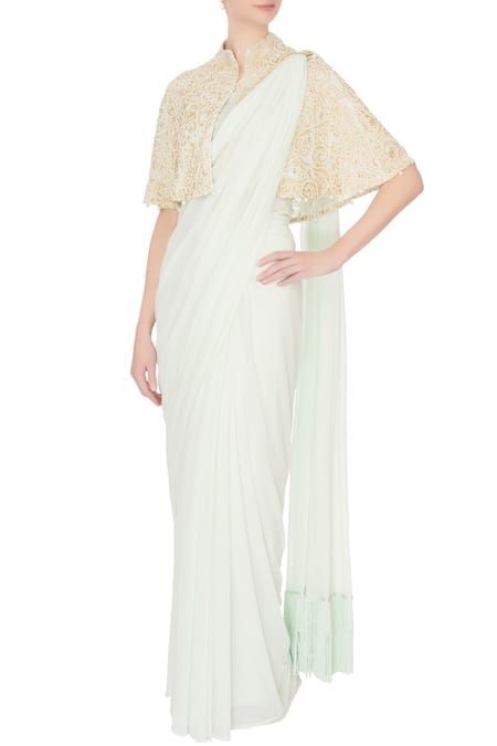 Pooja Rajpal Jaggi Embroidered Cape with Saree 