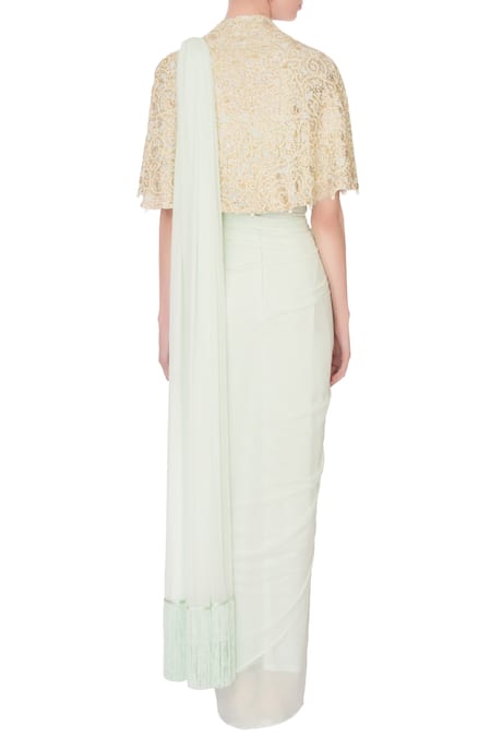 Pooja Rajpal Jaggi Embroidered Cape with Saree 