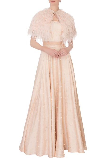 Pooja Rajpal Jaggi Feather Cape & Lehenga Set 