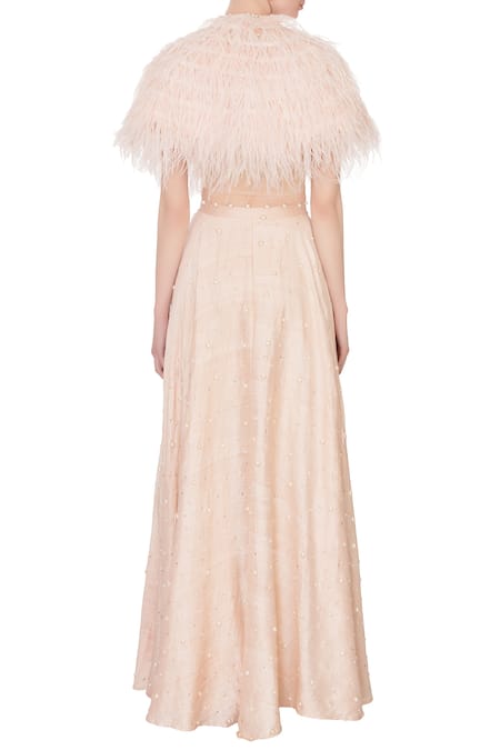Pooja Rajpal Jaggi Feather Cape & Lehenga Set 