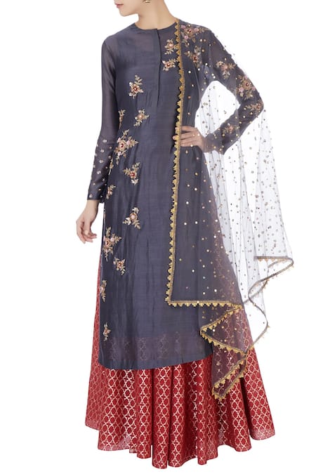 Joy Mitra Chanderi Kurta & Lehenga Set 