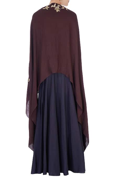 Shop Joy Mitra Black Blouse Halter Silk Cape And Lehenga Set at Aza Fashions Shop_Joy Mitra_Black Blouse Halter Silk Cape And Lehenga Set _at_Aza_Fashions