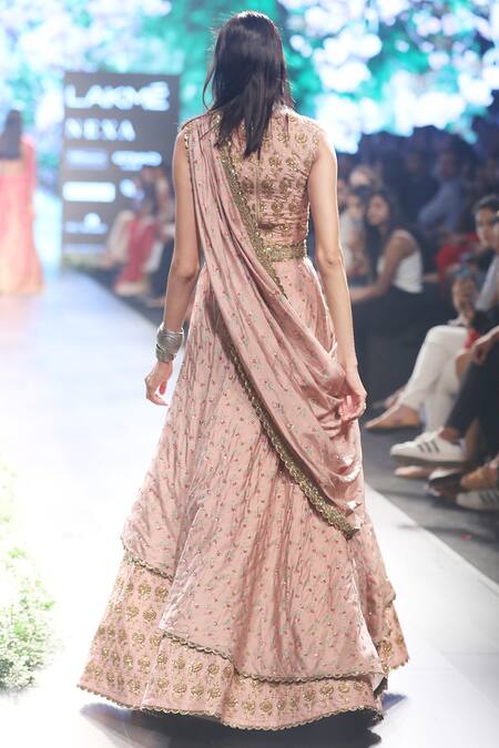 Shop Sva By Sonam & Paras Modi Pink Silk Embroidered Round Printed Lehenga Set at Aza Fashions Shop_Sva By Sonam & Paras Modi_Pink Silk Embroidered Round Printed Lehenga Set_at_Aza_Fashions