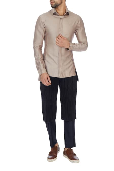 Bloni Pink Chanderi Slim Fit Shirt