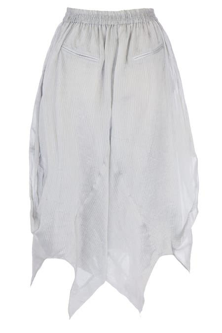 Urvashi Kaur Chanderi Silk Striped Asymmetric Hem Pant 