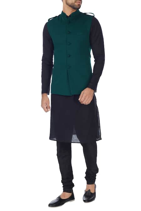 Buy Sojanya Dark Green Floral Print Nehru Jacket for Men Online @ Tata CLiQ