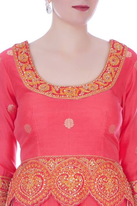 Rar Studio_Pink Chanderi Handloom Embroidered Lehenga Set_at_Aza_Fashions