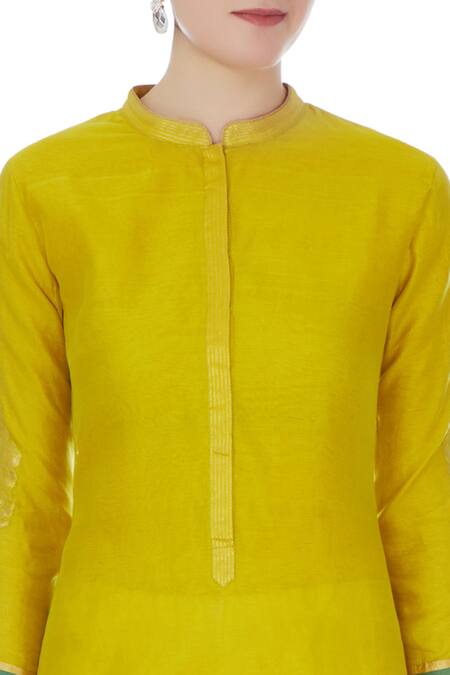 Rar Studio_Green Handloom Chanderi Kurta_at_Aza_Fashions
