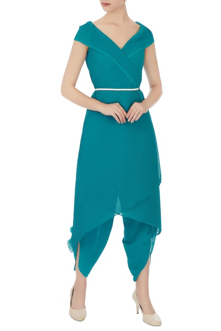 Rina Dhaka Crinkle Georgette Layered Dress 