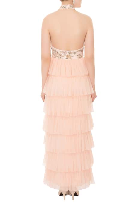 Mani Bhatia Halter Layered Gown  
