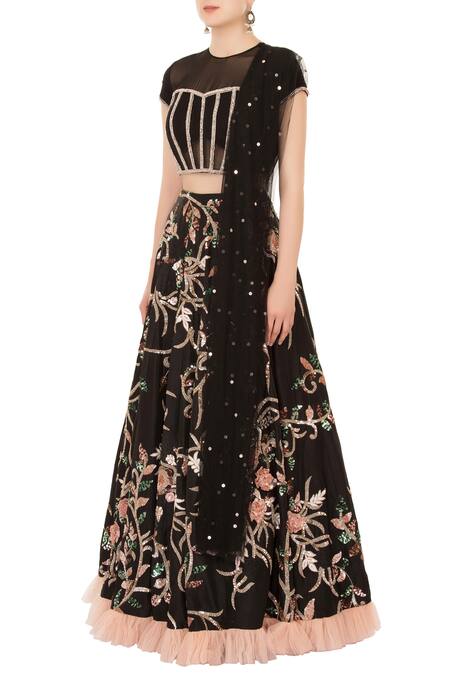 Buy Mani Bhatia Black Round Embroidered Lehenga Set Online at Aza Fashions Buy_Mani Bhatia_Black Round Embroidered Lehenga Set _Online_at_Aza_Fashions