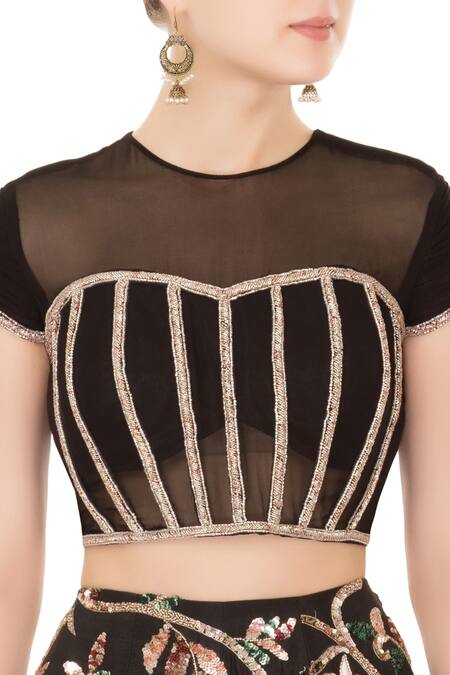 Mani Bhatia Black Round Embroidered Lehenga Set at Aza Fashions Mani Bhatia_Black Round Embroidered Lehenga Set _at_Aza_Fashions