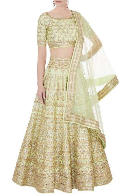 Vandana Sethi Green Embroidered Lehenga Set