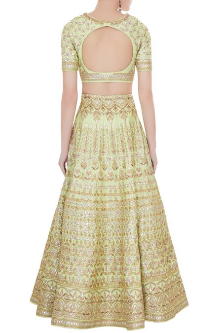 Shop Vandana Sethi Green Embroidered Lehenga Set at Aza Fashions Shop_Vandana Sethi_Green Embroidered Lehenga Set_at_Aza_Fashions