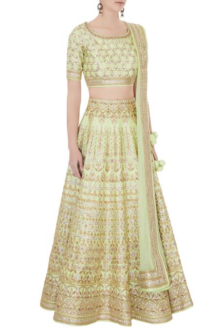 Vandana Sethi Green Embroidered Lehenga Set Online at Aza Fashions Vandana Sethi_Green Embroidered Lehenga Set_Online_at_Aza_Fashions