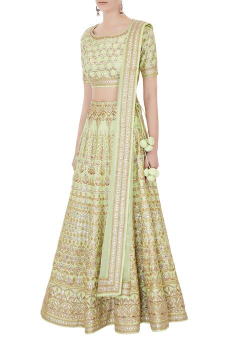 Buy Vandana Sethi Green Embroidered Lehenga Set Online at Aza Fashions Buy_Vandana Sethi_Green Embroidered Lehenga Set_Online_at_Aza_Fashions