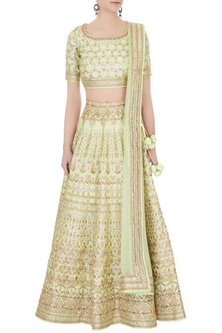 Shop Vandana Sethi Green Embroidered Lehenga Set Online at Aza Fashions Shop_Vandana Sethi_Green Embroidered Lehenga Set_Online_at_Aza_Fashions