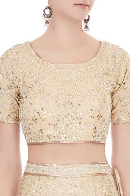 Vandana Sethi_Beige Round Embroidered Lehenga Set_at_Aza_Fashions