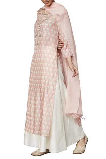 Anita Dongre_Blush Modal Silk Kurta, Sharara And Dupatta_Online_at_Aza_Fashions