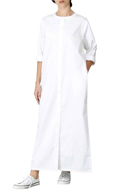 Buy Three White Round Cotton Maxi Dress at Aza Fashions Buy_Three_White Round Cotton Maxi Dress _at_Aza_Fashions