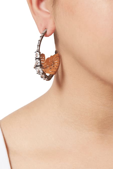 Outhouse Gold Plated Crystals Instar Hoops 