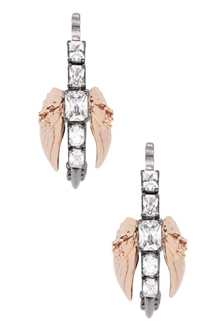 Shop Outhouse Gold Plated Crystals Instar Hoops at Aza Fashions Shop_Outhouse_Gold Plated Crystals Instar Hoops _at_Aza_Fashions