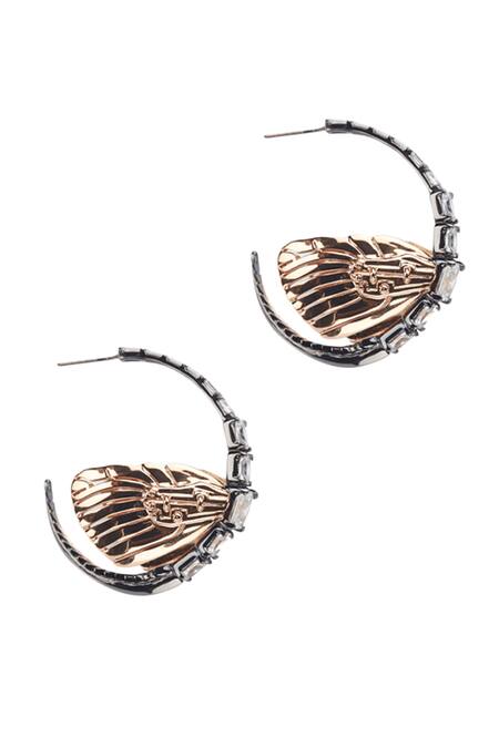 Outhouse Gold Plated Crystals Instar Hoops Online at Aza Fashions Outhouse_Gold Plated Crystals Instar Hoops _Online_at_Aza_Fashions