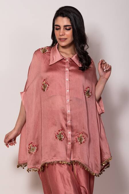 Buy Vara By Vibha N Priti Pink , Organza Embroidery, Lace Flower Hand Tunic With Dhoti Pant Online at Aza Fashions Buy_Vara By Vibha N Priti_Pink , Organza Embroidery, Lace Flower Hand Tunic With Dhoti Pant _Online_at_Aza_Fashions