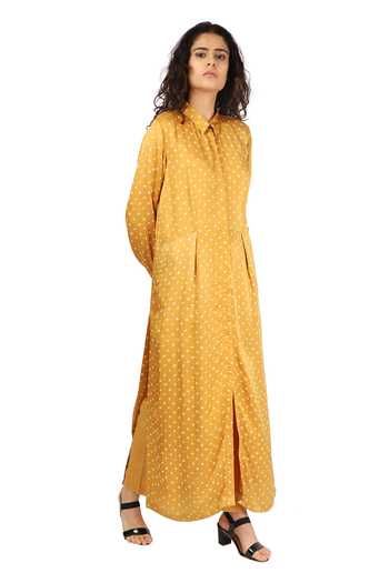 Buy_The Pot Plant Clothing_Yellow Silk Bandhani Print Kurta And Pant Set_Online_at_Aza_Fashions