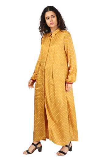 Shop_The Pot Plant Clothing_Yellow Silk Bandhani Print Kurta And Pant Set_Online_at_Aza_Fashions