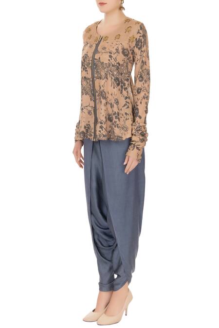 Buy Natasha J Beige Round Printed Tunic And Dhoti Pant Set Online at Aza Fashions Buy_Natasha J_Beige Round Printed Tunic And Dhoti Pant Set _Online_at_Aza_Fashions